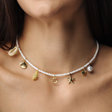 Gold Necklace for a woman - Summer Initial Necklace - Pearl Necklace - Woman Necklace Necklace Gold / A Brother & Sisters